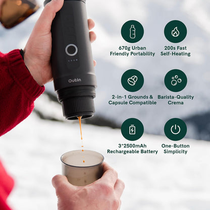 Portable Espresso Machine 20 Bar Self-Heating USB-C Space Grey