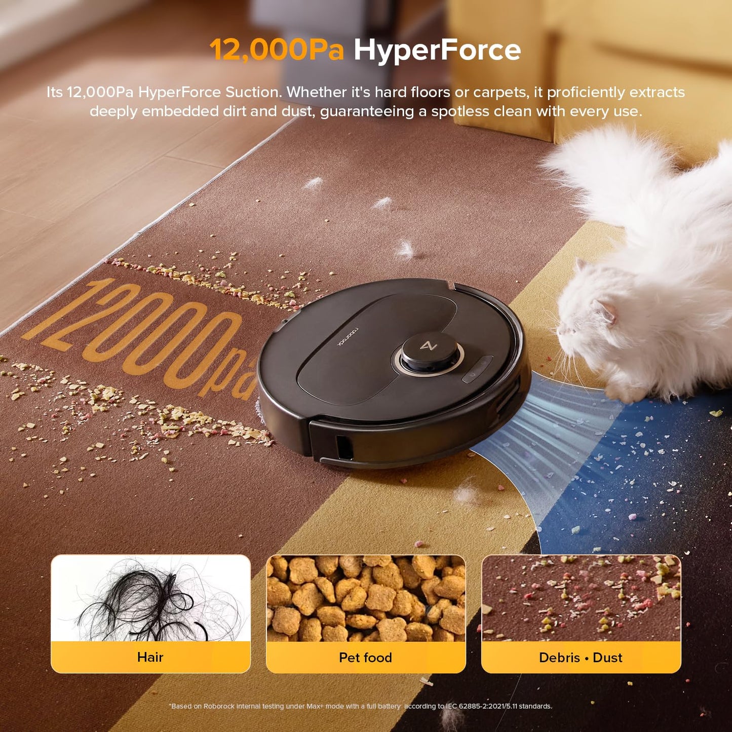 Robot Vacuum Cleaner With Mop 12000Pa Suction FlexiArm Edge Mopping Black