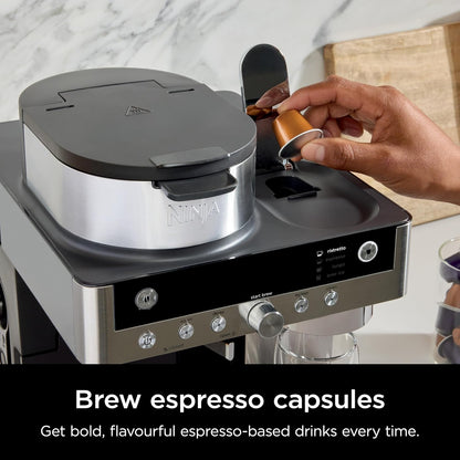 2-in-1 Filter Coffee And Pod Capsule Machine 1.8L Built-in Milk Frother Black
