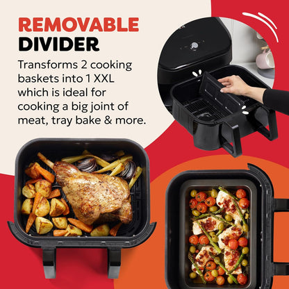 Dual Zone Air Fryer 8.5L 8-in-1 With Sync Cook Black