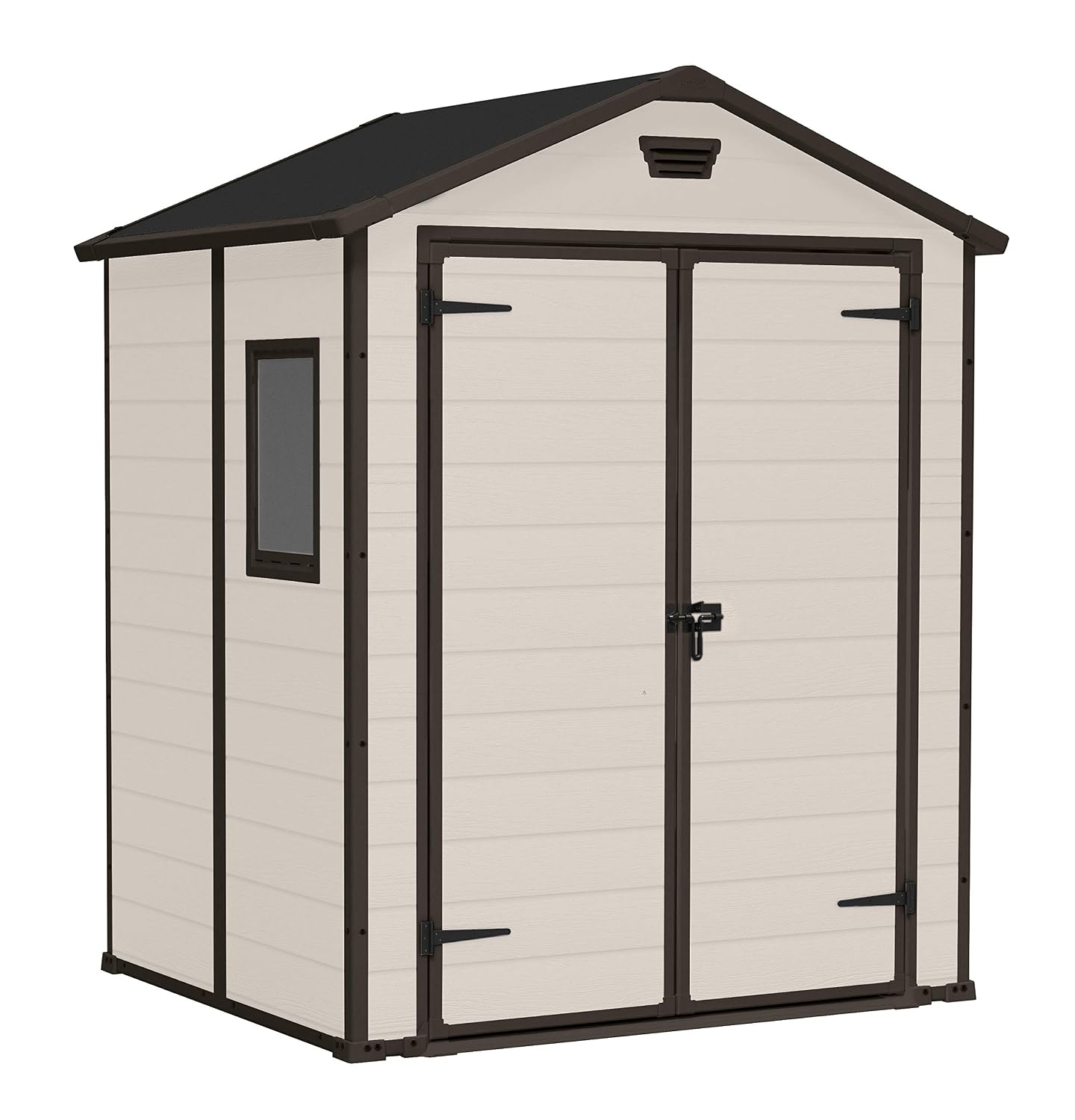 Outdoor Garden Storage Shed 6x8ft Double Doors Beige Brown