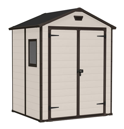 Outdoor Garden Storage Shed 6x8ft Double Doors Beige Brown