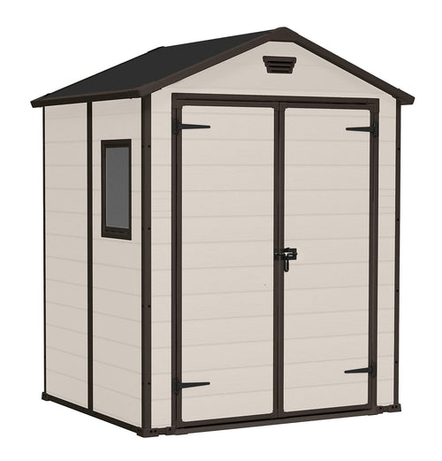 Garden Storage Shed 6 X 5 Ft Beige Resin Double Doors