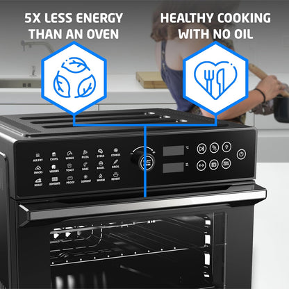 Air Fryer Oven 30L 1800W With Rotisserie 20-In-1 Dual Cook Black