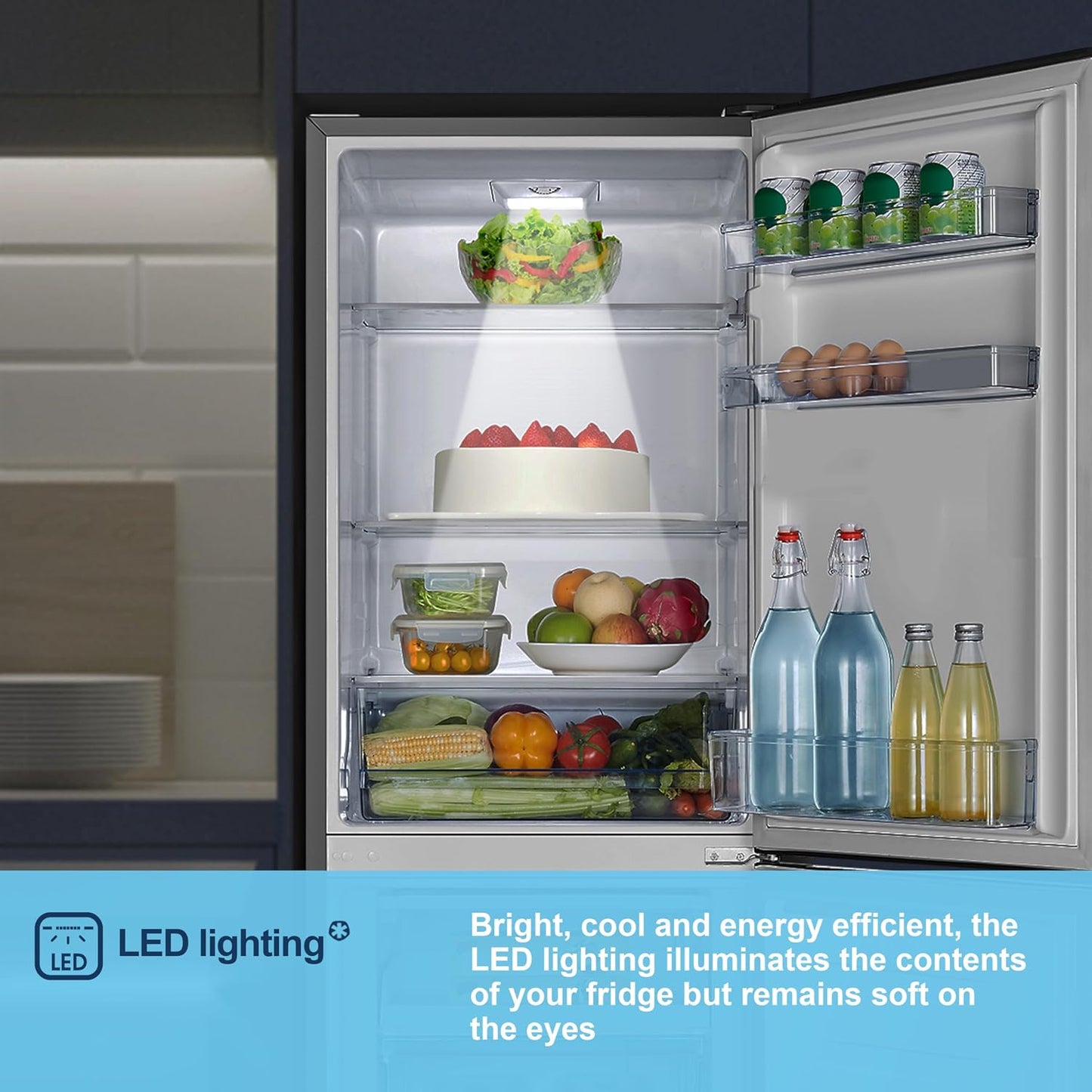 Freestanding Fridge Freezer 252L 50/50 No Frost LED Silver