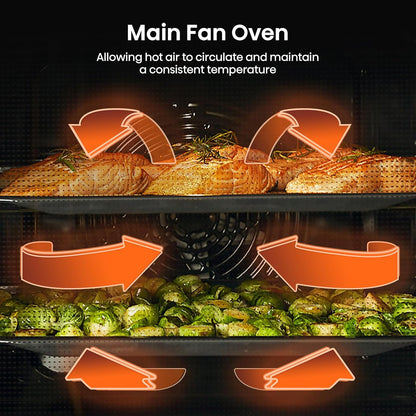 Electric Cooker 130L Double Oven Ceramic Hob A Rated Black