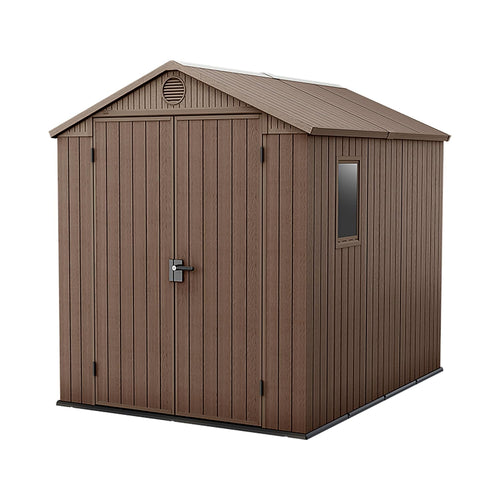 Resin Garden Storage Shed 8 X 6 Ft Brown Double Doors Lockable