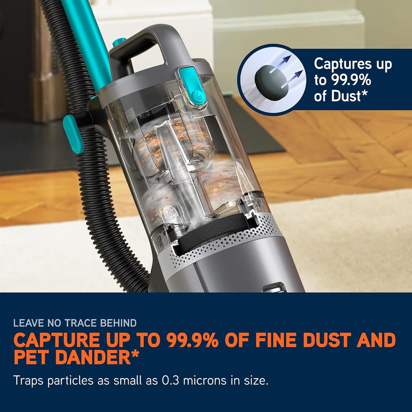 Upright Bagless Vacuum Cleaner 600W 2L HEPA Filter Graphite/Teal