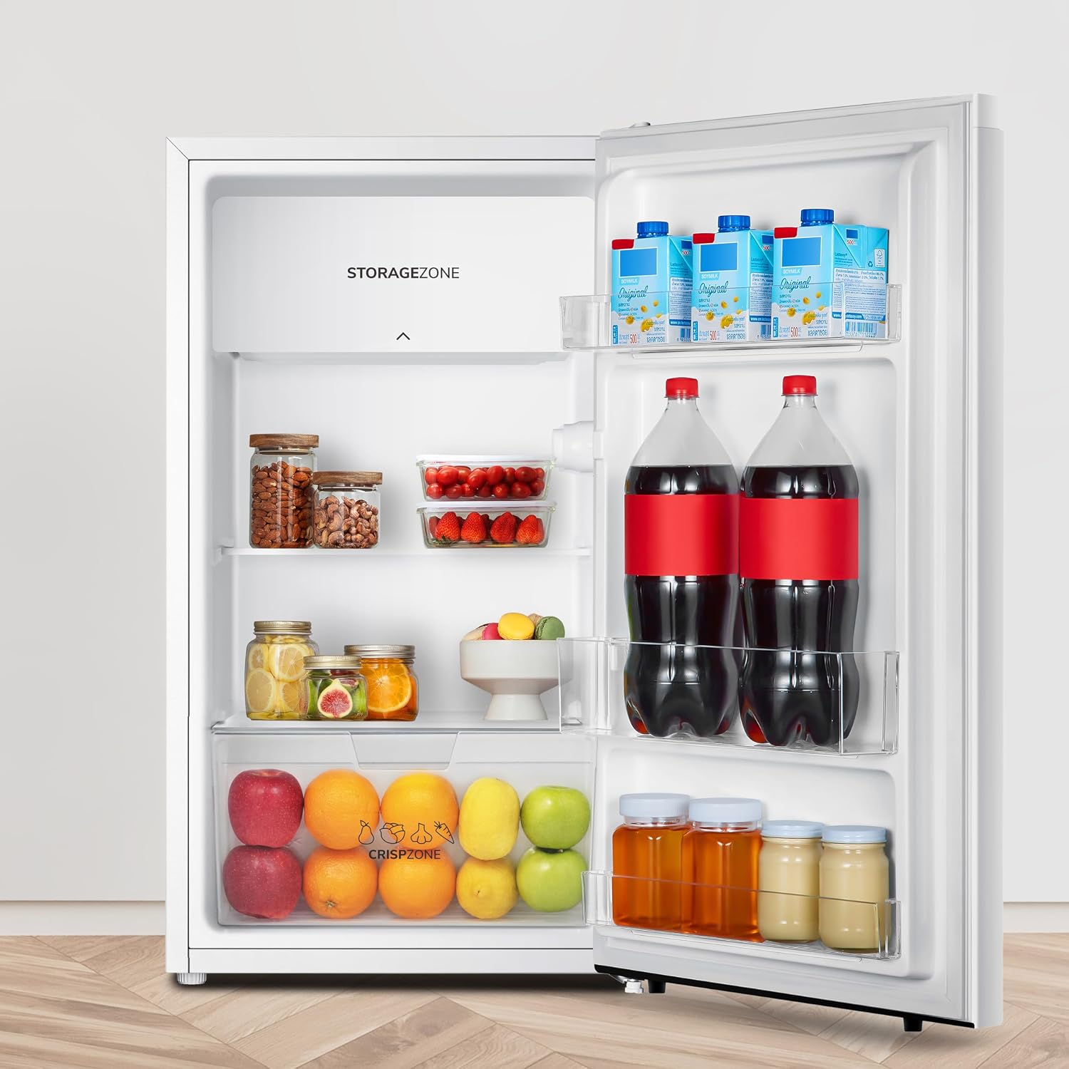 Under Counter Fridge 82L Adjustable Thermostat White Reversible Door
