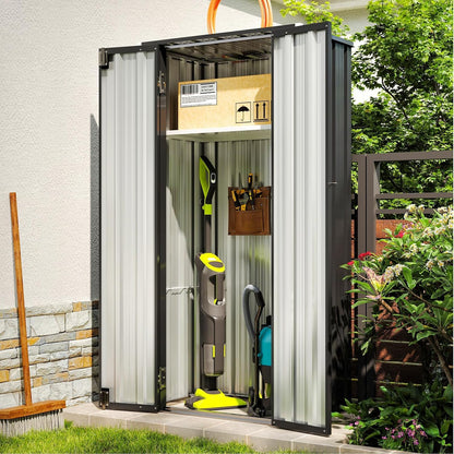 Vertical Garden Storage Shed 29.5 X 17.3 X 68.3 In Black Galvanized Steel
