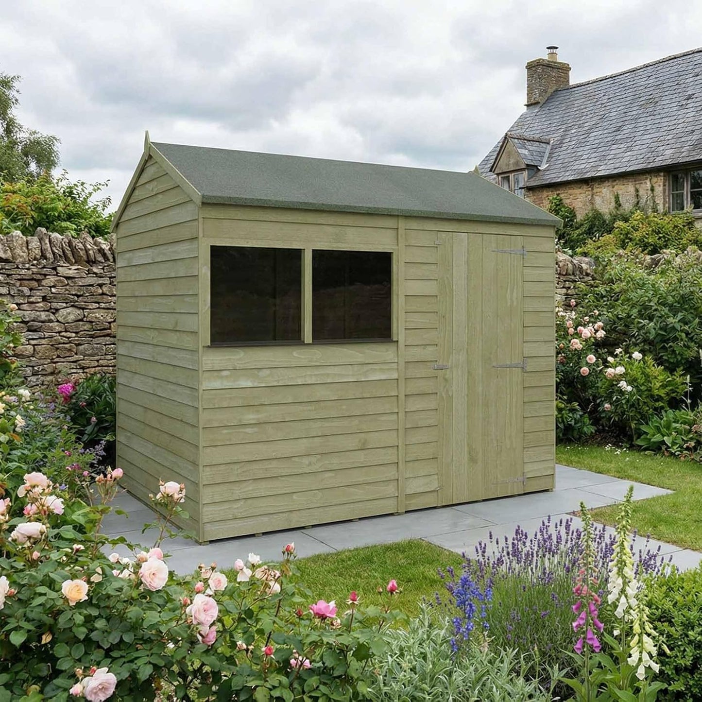 Wooden Garden Storage Shed 8 X 6 Ft Single Door Reverse Apex Roof