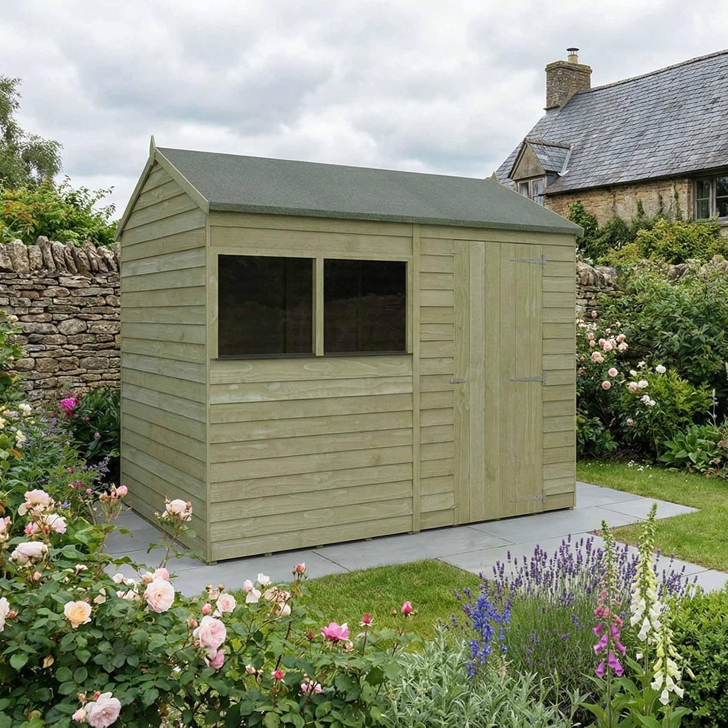 Wooden Garden Storage Shed 8 X 6 Ft Single Door Reverse Apex Roof