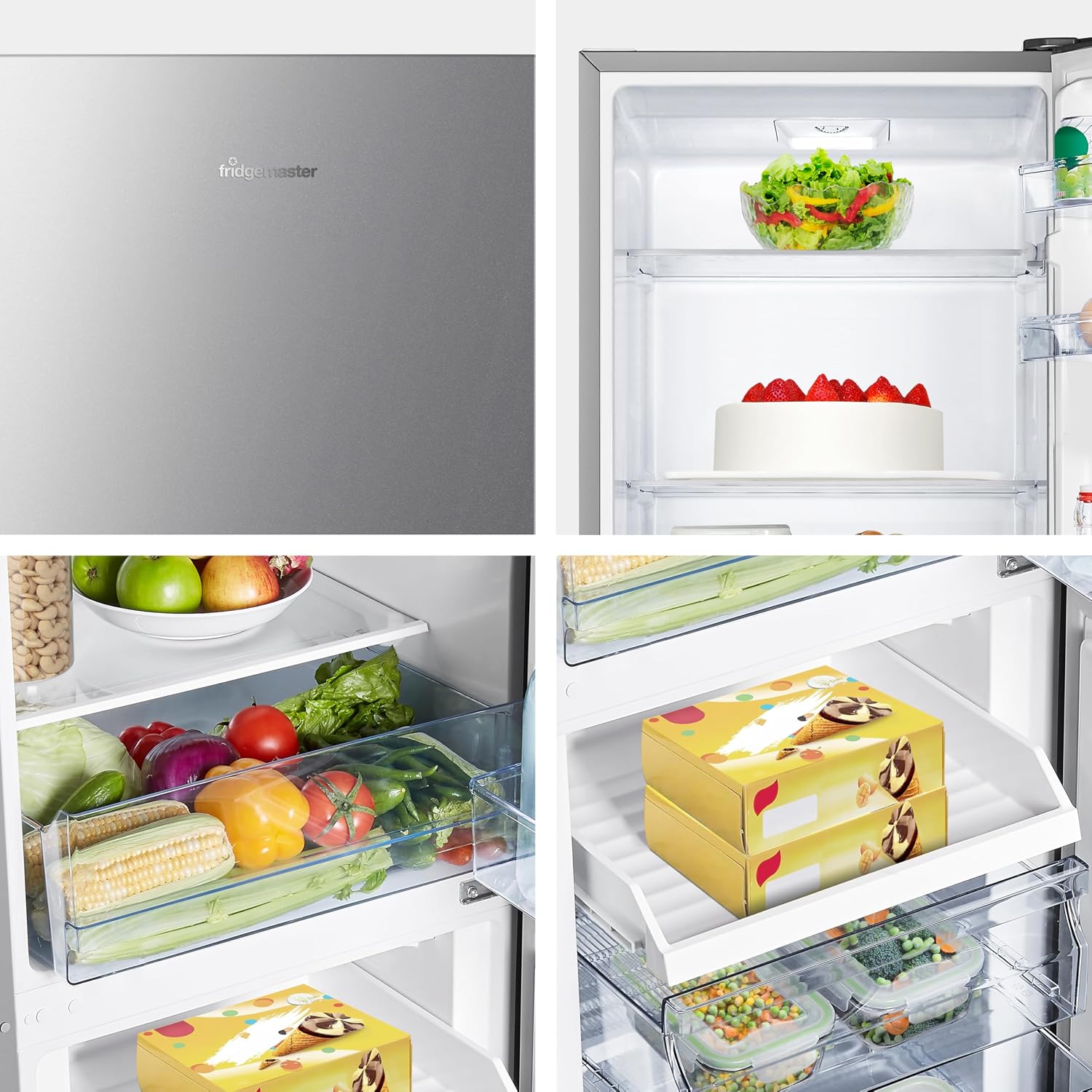 Freestanding Fridge Freezer 252L 50/50 No Frost LED Silver