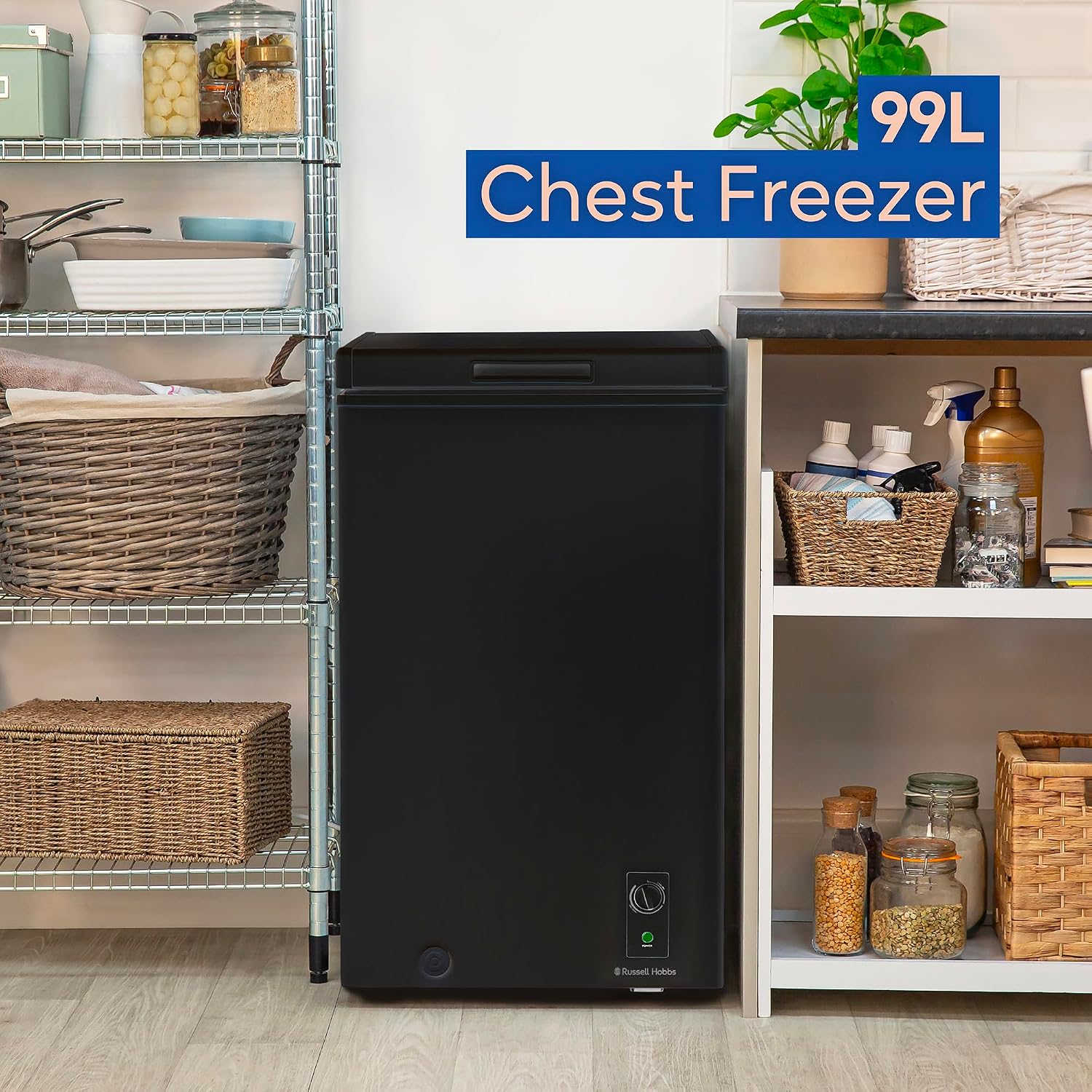Chest Freezer 99L Freestanding With Adjustable Temperature Black