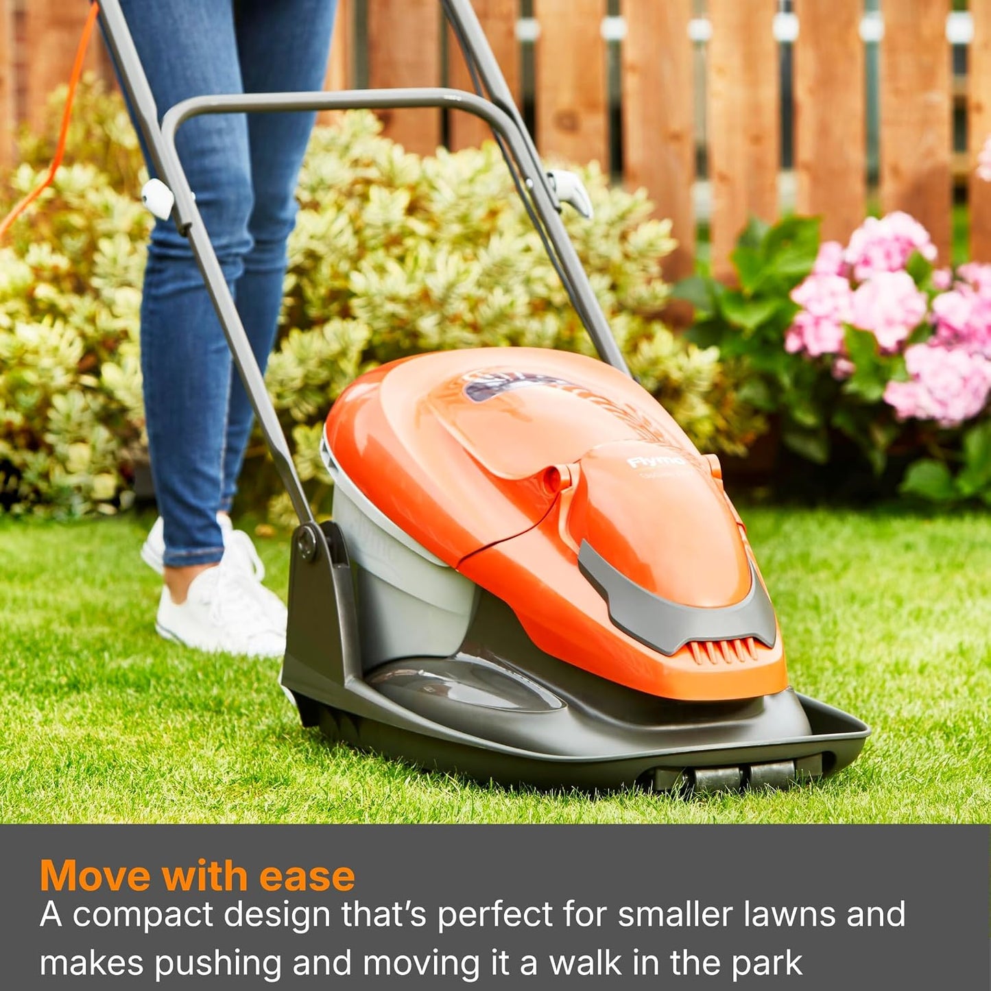 Hover Lawn Mower 33cm 1700W 20L Grass Box 4 Cutting Heights Orange Grey