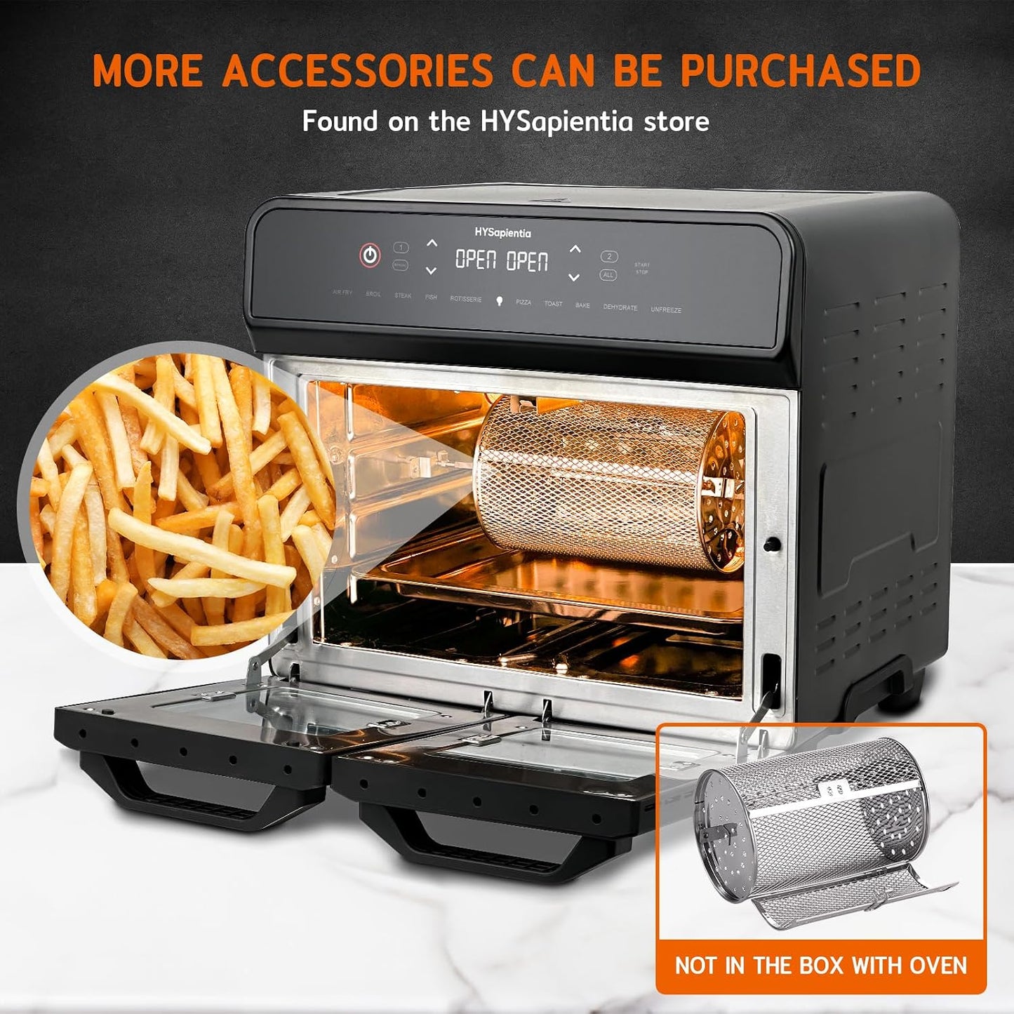 Dual Zone Air Fryer Oven 22L 2400W 10-in-1 Digital Touch Stainless Steel