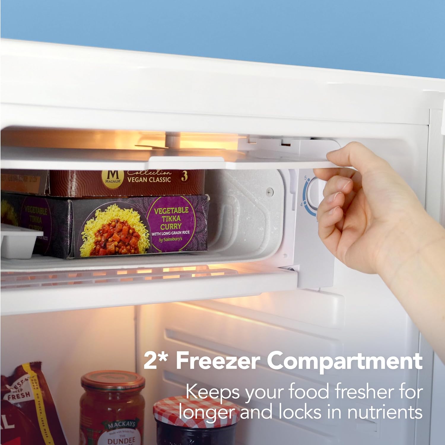 Under Counter Fridge 91L 48cm Chill Box Reversible Door White