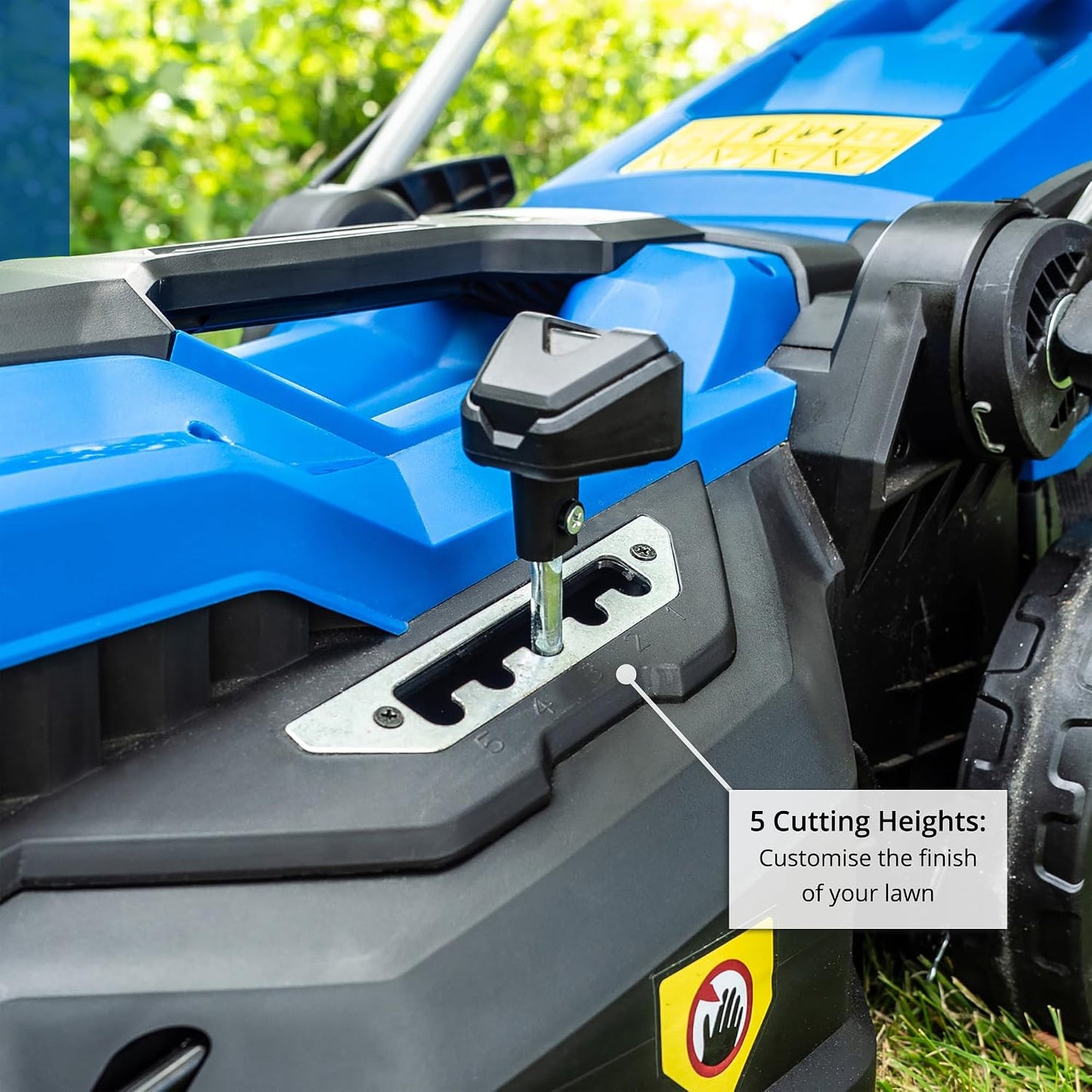 Electric Lawn Mower 38cm 1600W 40L Bag 5 Cutting Heights Blue