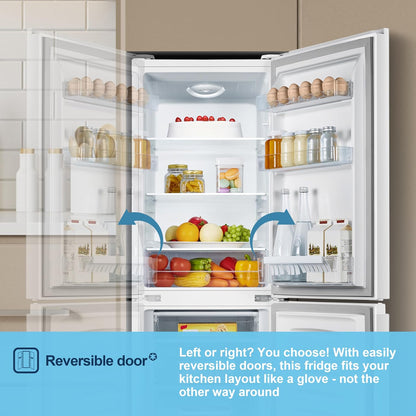 Freestanding Fridge Freezer 175L 60/40 Split E Rated White Reversible Door