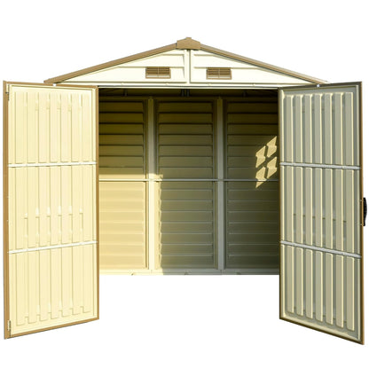 Plastic Garden Storage Shed 8 X 6 Ft Brown Double Doors Lockable