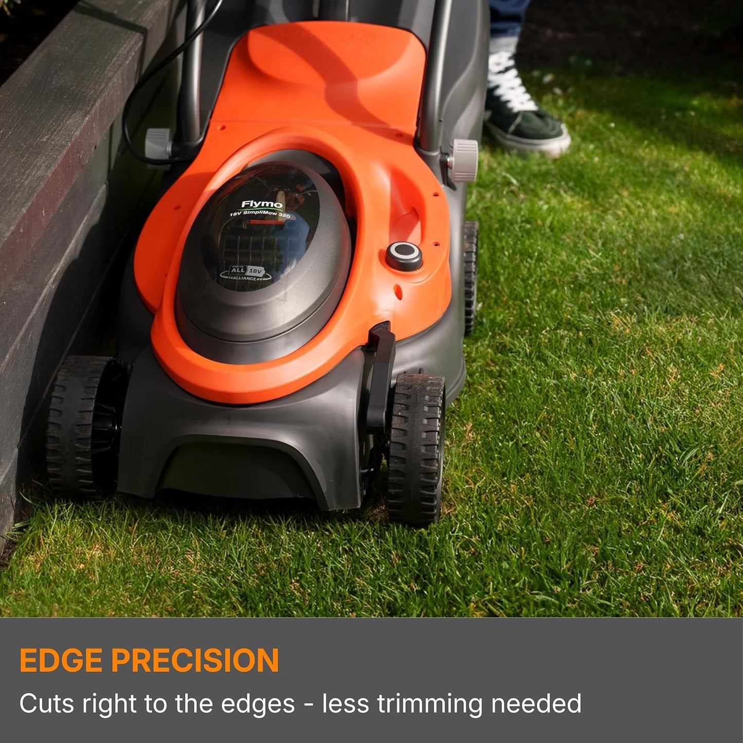 Cordless Lawn Mower 32cm Cutting Width 4 Height Settings 30-60mm 18V 4.0Ah Orange