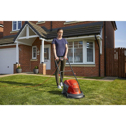 Hover Lawn Mower 25cm 1400W 15L Grass Box 4 Cutting Heights Orange Grey