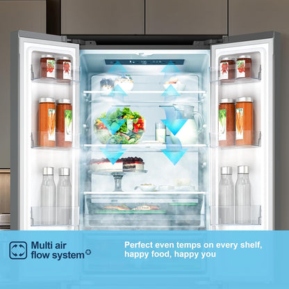 Freestanding French Door Fridge Freezer 485L Total No Frost Silver