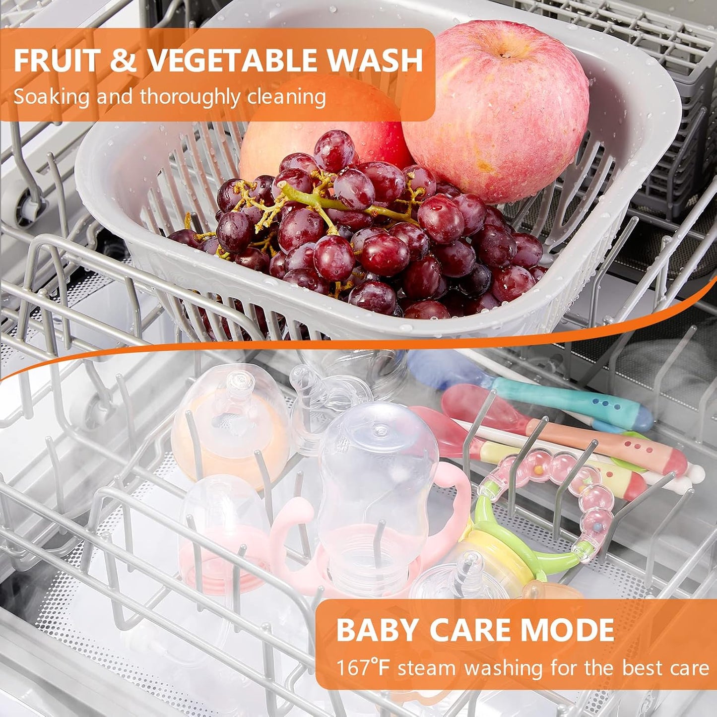Table Top Dishwasher 6 Programs Touch Control Auto-Drying Baby Care Fruit Wash White