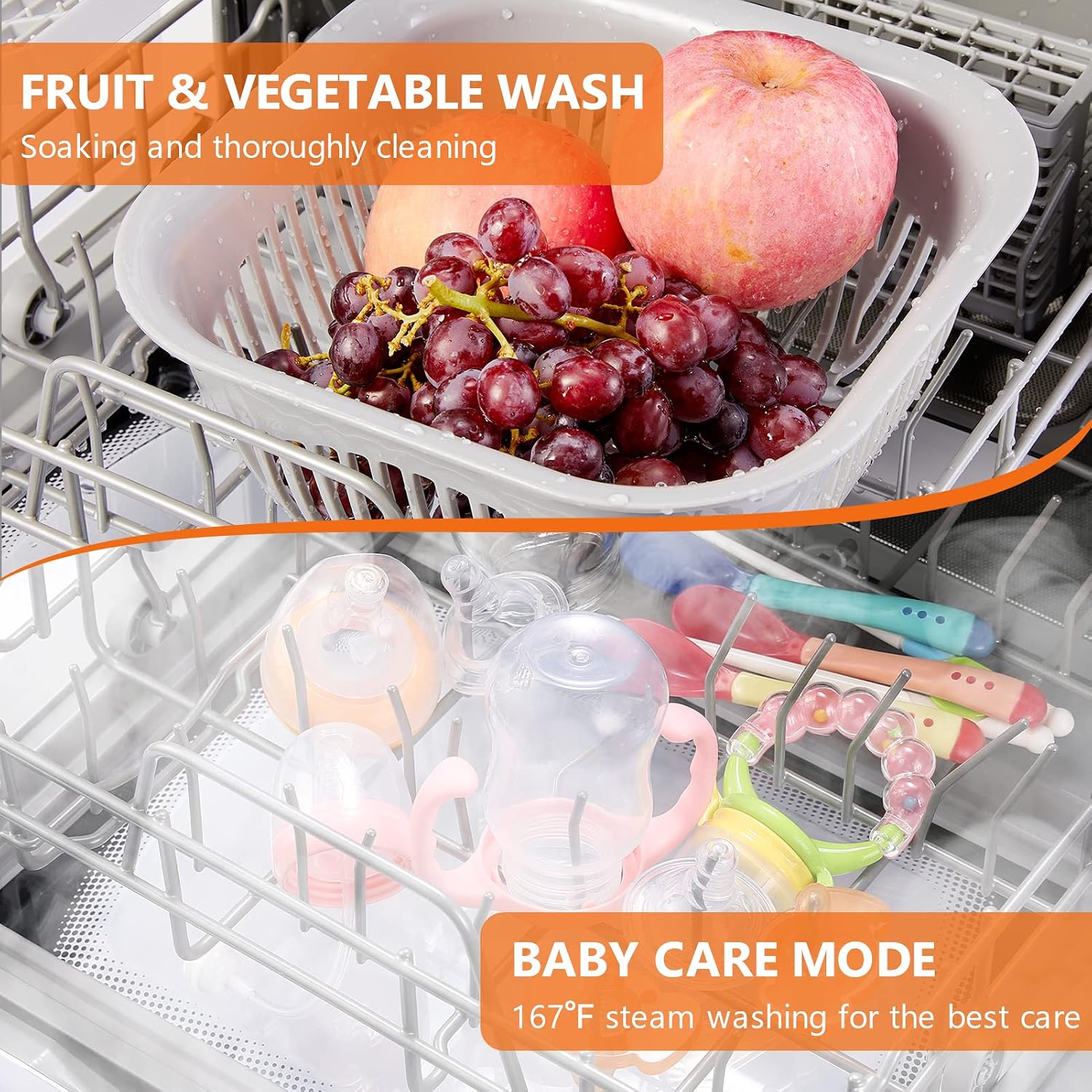 Table Top Dishwasher 6 Programs Touch Control Auto-Drying Baby Care Fruit Wash White