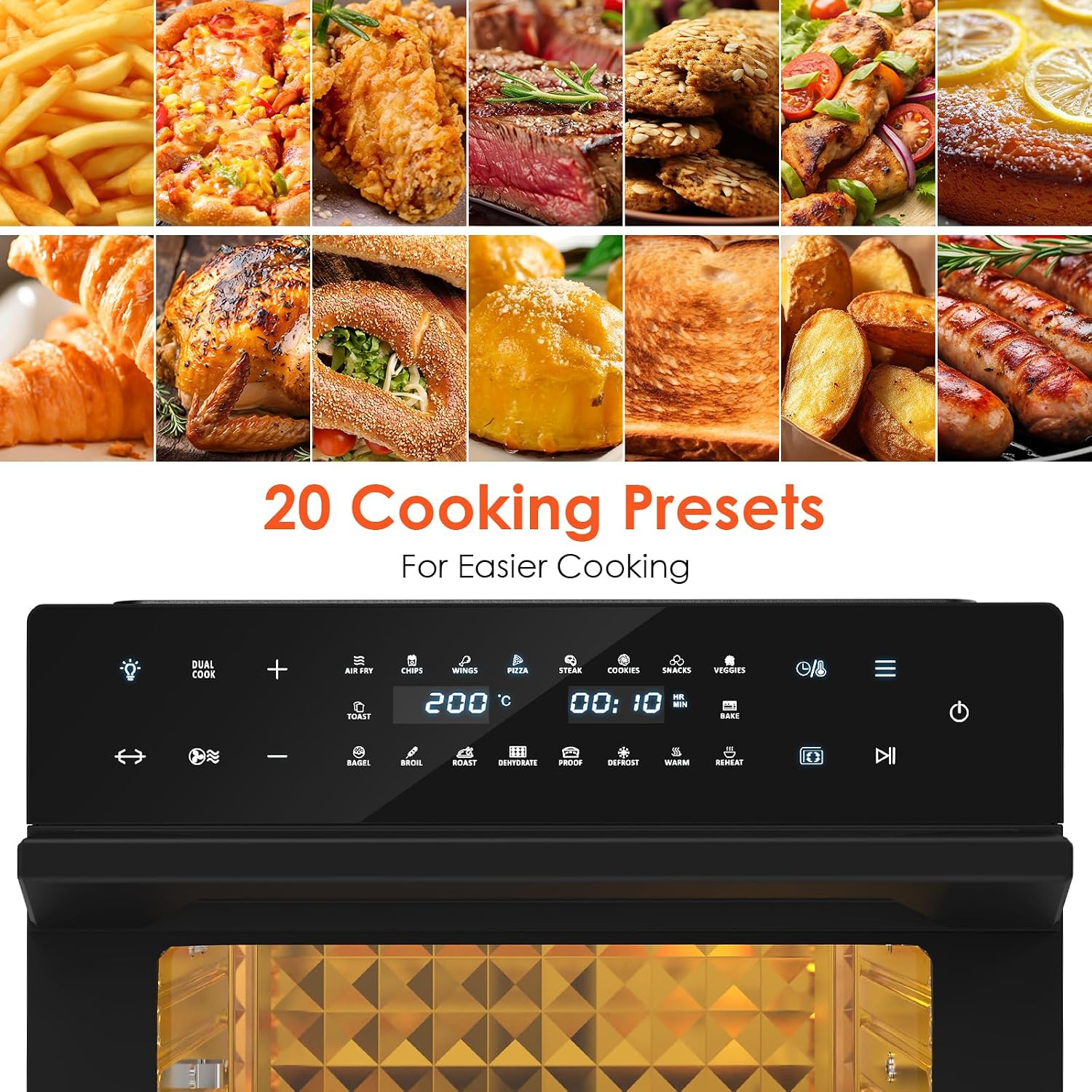 Air Fryer Oven 30L 1800W 20 Programs Rotisserie Black