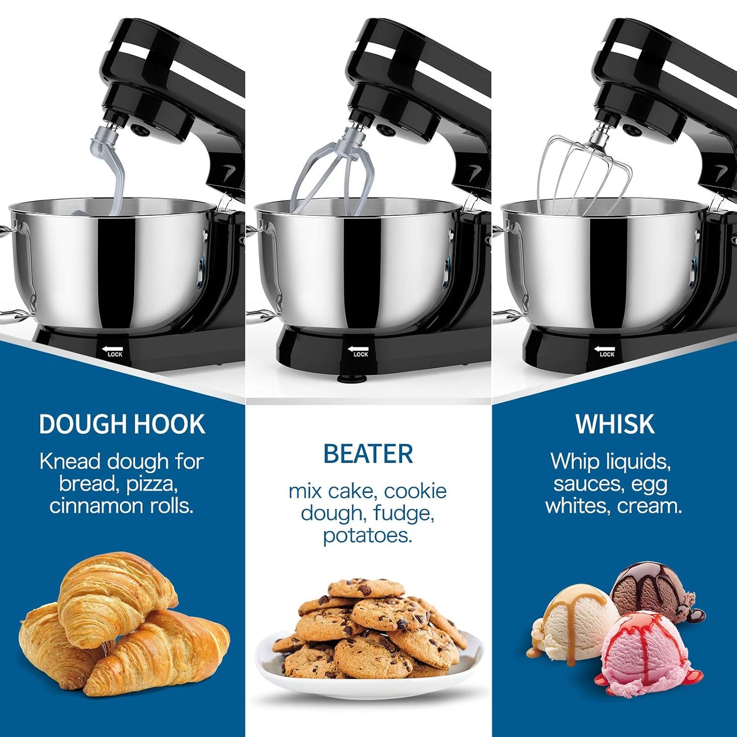 Stand Mixer 5-Quart 8-Speed 1000W Tilt-Head Black