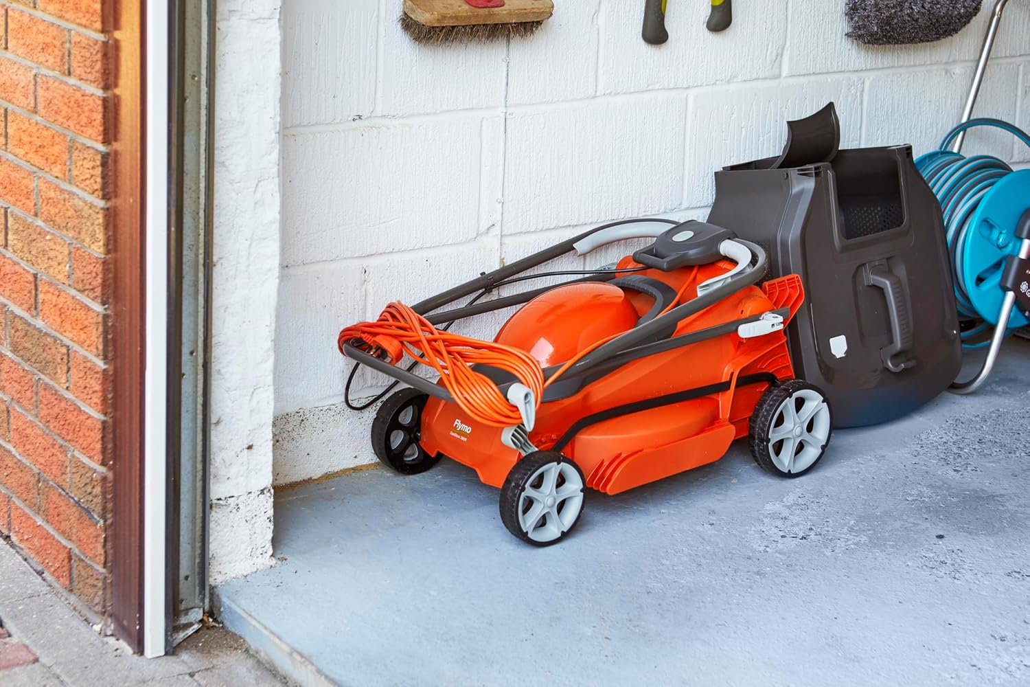Corded Electric Lawn Mower 1600W 38cm 45L 5 Heights Orange Grey