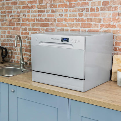 Freestanding Compact Dishwasher 6 Place Settings 6 Programs Silver