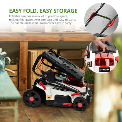 Cordless Lawn Mower 37cm 40V 2x4.0Ah Batteries 6 Heights 35L