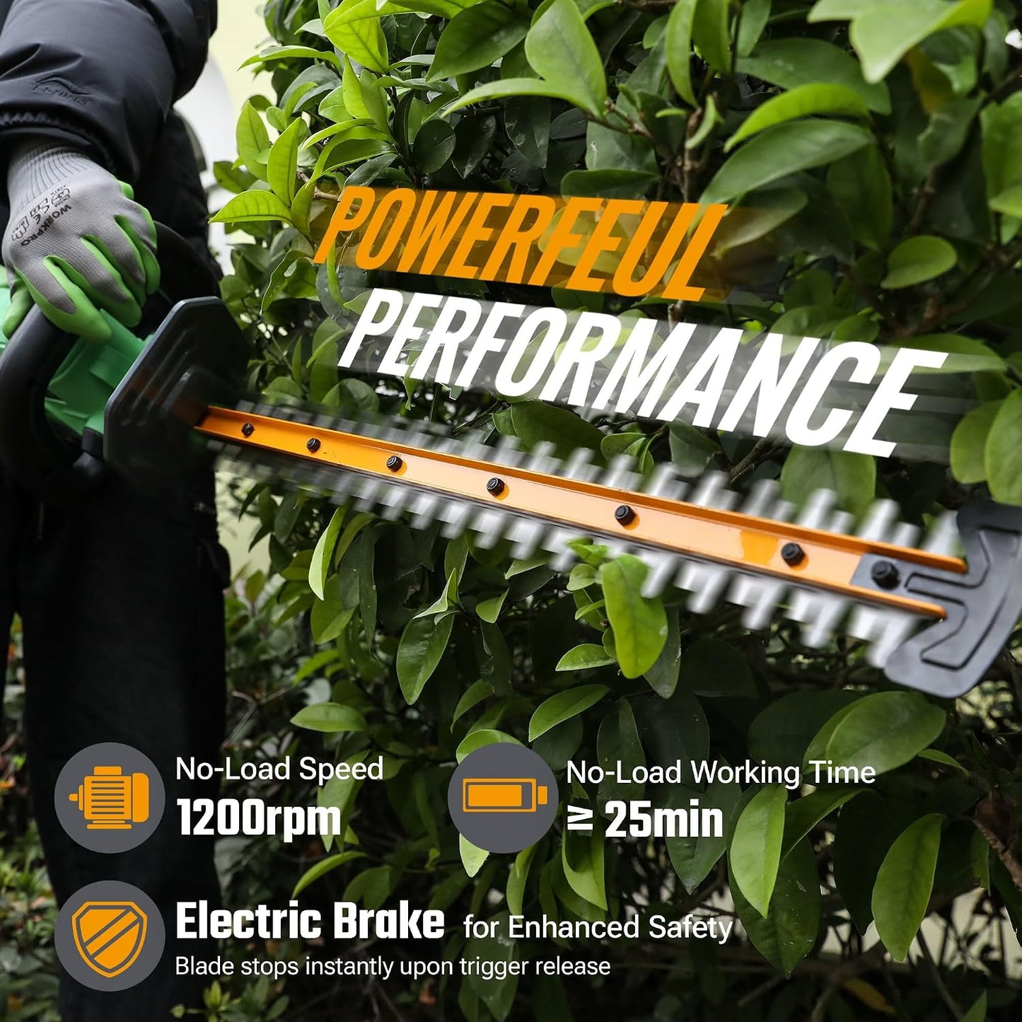 Cordless Hedge Trimmer 510mm 1200RPM 18mm Pruning Capacity Green