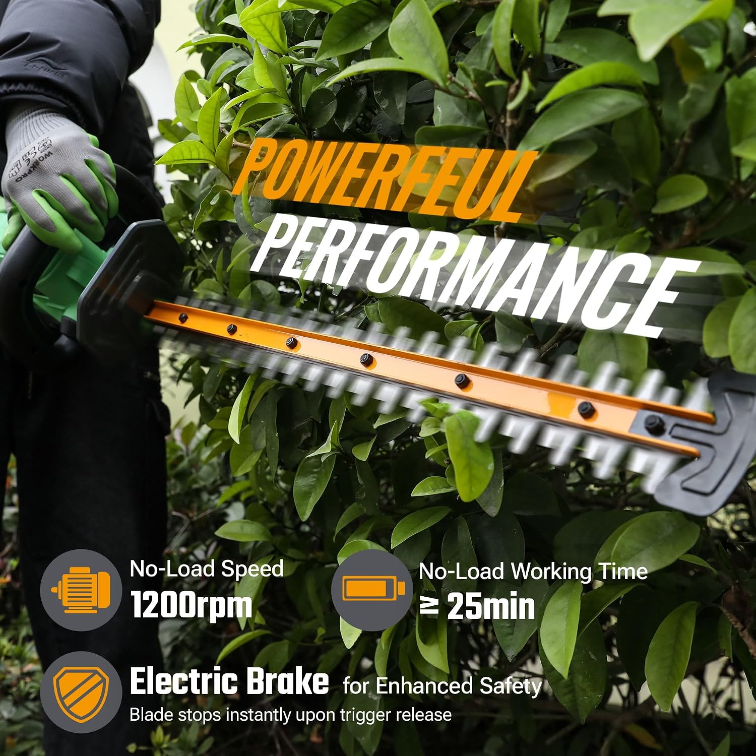 Cordless Hedge Trimmer 510mm 1200RPM 18mm Pruning Capacity Green