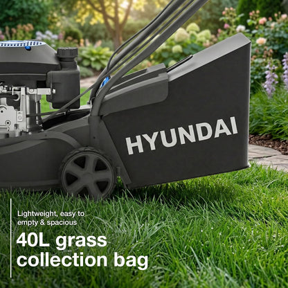 Petrol Lawn Mower 40cm 139cc 7 Cutting Heights 25-75mm 40L Grass Bag Black