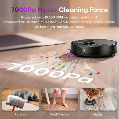 Robot Vacuum Cleaner 7000Pa LiDAR Navigation 180Mins Runtime Black