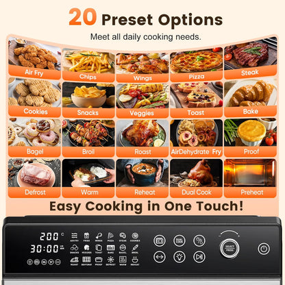 Air Fryer Oven 30L 18 Presets Dual-Cook Digital Touch Black