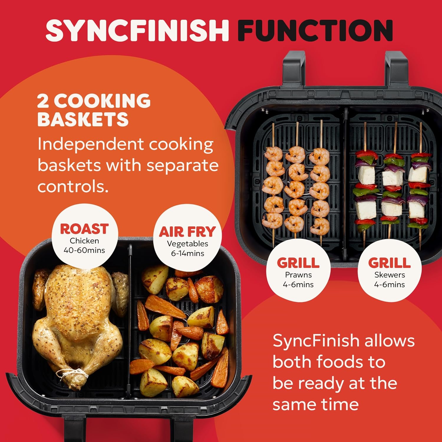 Dual Zone Air Fryer 8.5L 8-in-1 With Sync Cook Black