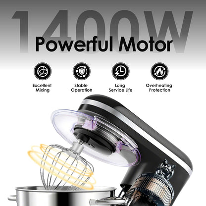 Stand Mixer 6.2L 1400W 6 Speed Tilt-Head Black