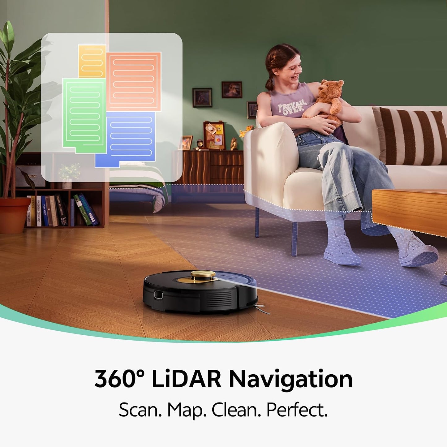 Robot Vacuum And Mop 8000Pa LiDAR Navigation 150 Min Black