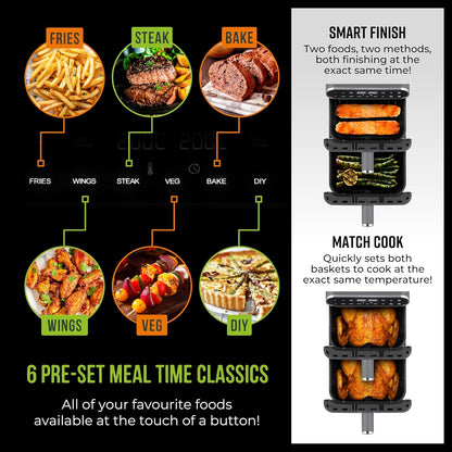 Dual Stack Air Fryer 11L 2460W 6 Presets Graphite