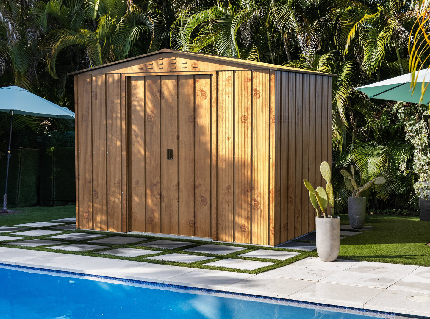 Duramax TOP 2.52 x 1.74 m Metal Shed - Woodgrain