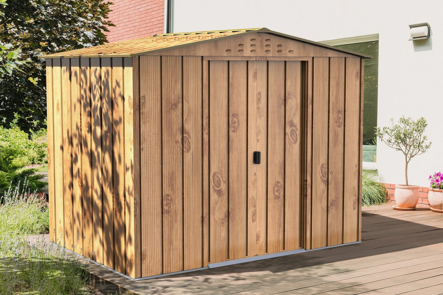 Duramax TOP 2.52 x 1.74 m Metal Shed - Woodgrain