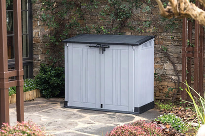 Outdoor Garden Storage Shed 880L Top And Front Opening Light Grey