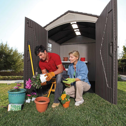 Outdoor Garden Storage Shed 7 X 7 Ft Beige Plastic Steel Frame