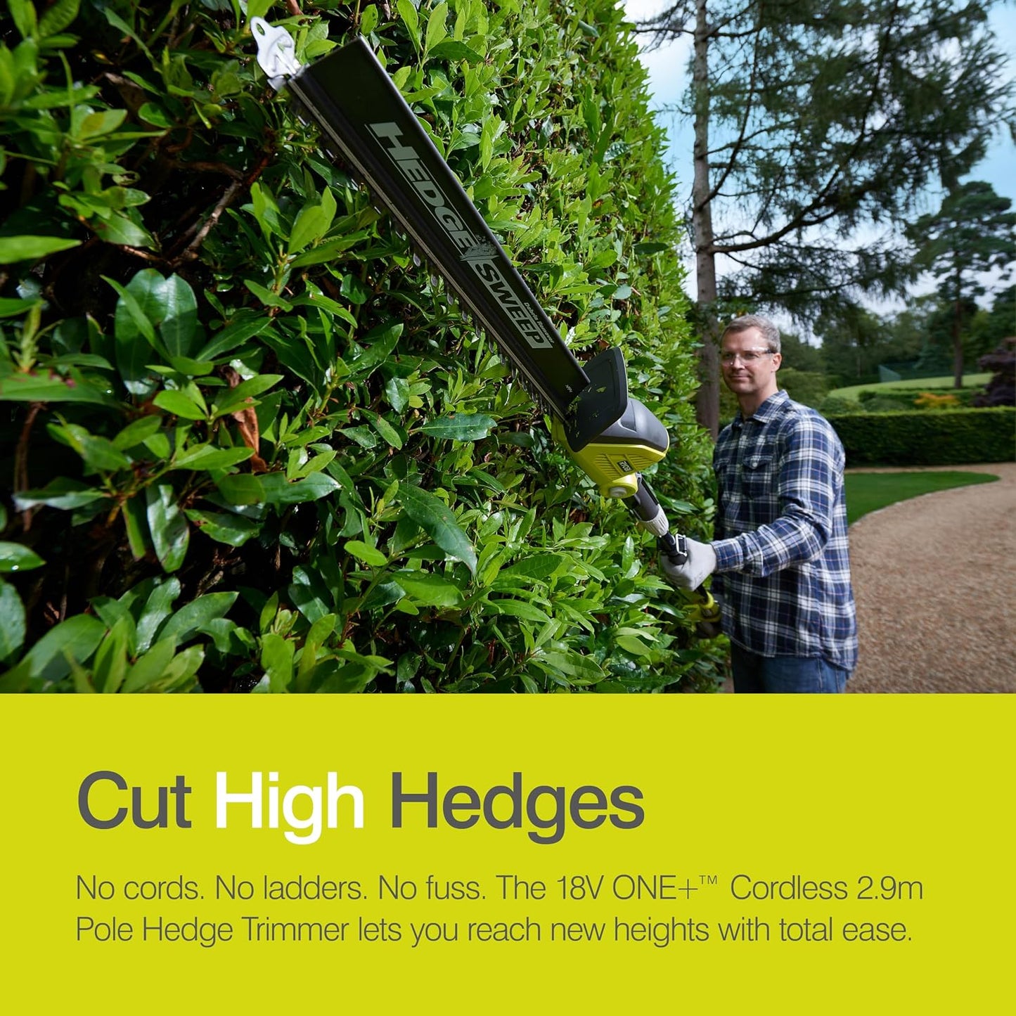 Cordless Pole Hedge Trimmer 45cm 18V ONE+ Diamond-Ground Blade