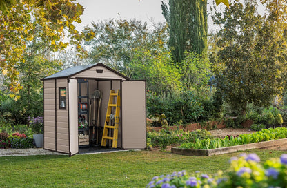 Garden Storage Shed 6 X 5 Ft Beige Resin Double Doors