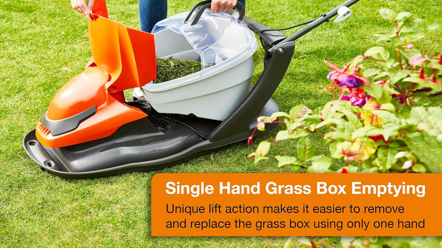 Corded Electric Hover Lawn Mower 1800W 36cm 26L 4 Heights Orange Grey